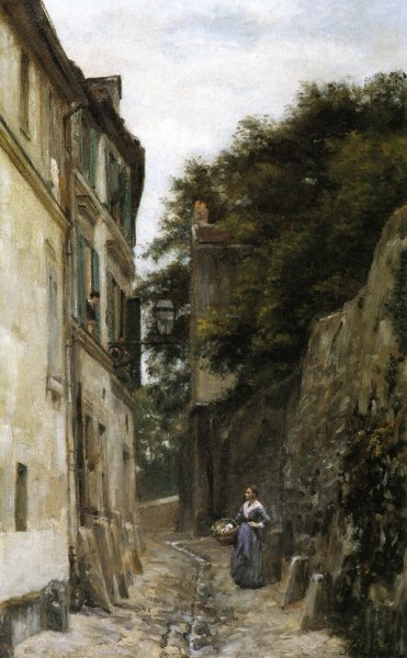 Main Product Photo of Montmartre, the Rue Saint-Vincent Painting by Stanislas Lepine