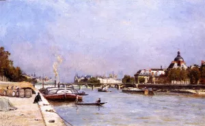 Paris, the Pont des Arts by Stanislas Lepine Oil Painting