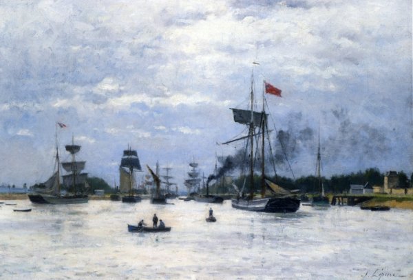 Main Product Photo of Ships in Port Painting by Stanislas Lepine