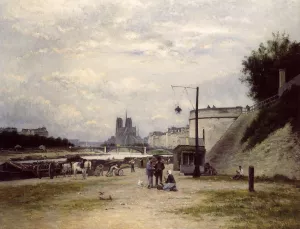 The Louviers Quay at Pont Sully by Stanislas Lepine Oil Painting