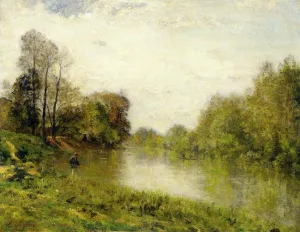 The Marne at Charenton, A Fisherman painting by Stanislas Lepine