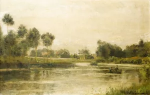 The Marne Near Creteil by Stanislas Lepine Oil Painting
