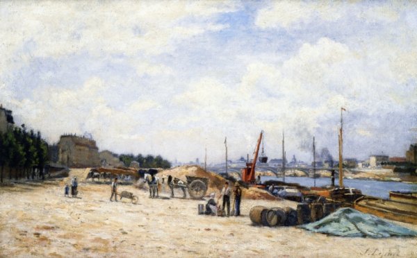 Main Product Photo of The Pont de Bercy as Seen from the Quai de La Gare Painting by Stanislas Lepine