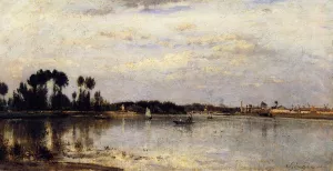 The Seine at Ile Saint-Denis painting by Stanislas Lepine