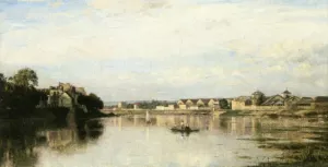 The Seine at l'Ile Saint-Denis painting by Stanislas Lepine