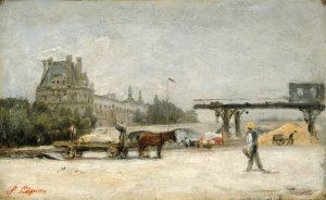 View of the Louvre by Stanislas Lepine Oil Painting