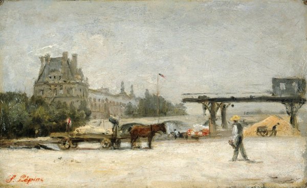 View of the Louvre by Stanislas Lepine - Hand-Painted Oil Painting Reproduction