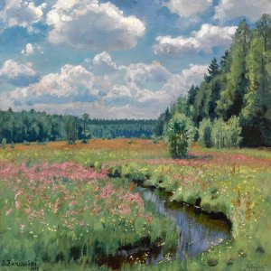 Summer Meadow, Pobojka by Stanislav Yulianovich Zhukovsky Oil Painting