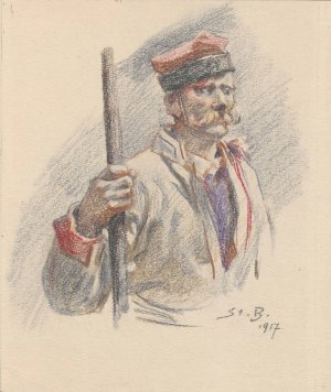 Bust of a Krakow dweller by Stanislaw Bagienski Oil Painting