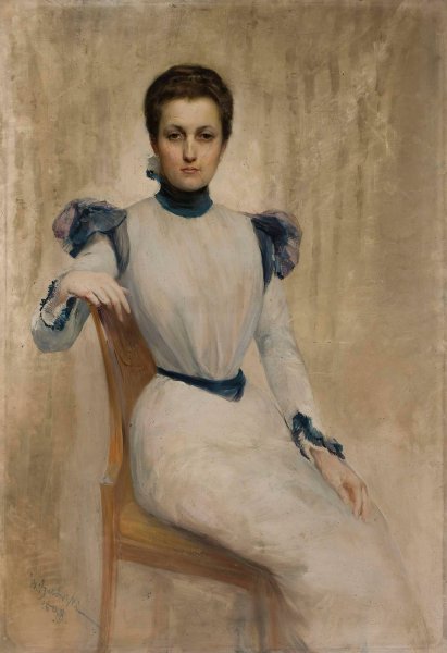 Main Product Photo of Portrait of a woman  Painting by Stanislaw Batowski-Kaczor