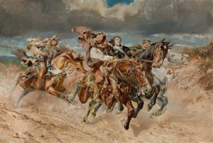 Prince Boguslaw Kidnapped by Kmicic by Stanislaw Batowski-Kaczor Oil Painting