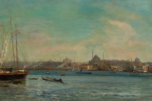 Panorama of Istanbul by Stanislaw Chlebowski Oil Painting
