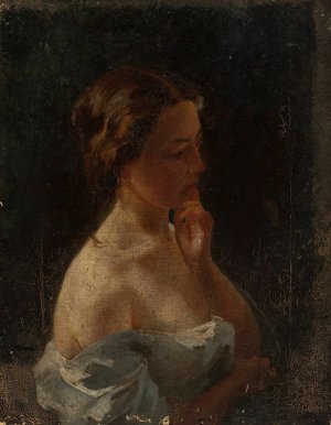 Study of a young woman by Stanislaw Chlebowski Oil Painting