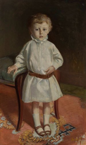 Portrait of a girl by Stanislaw Debicki Oil Painting