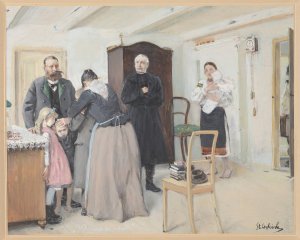 Wyjazd do szkol by Stanislaw Debicki Oil Painting