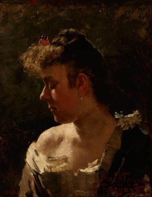 Study of a Woman by Stanislaw Fabijanski Oil Painting