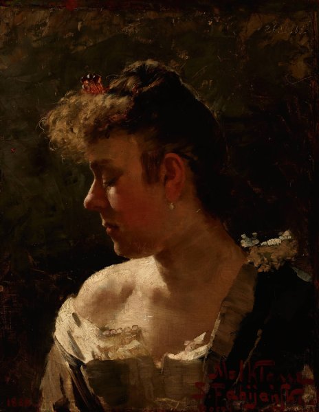 Study of a Woman  by Stanislaw Fabijanski - Hand-Painted Oil Painting Reproduction