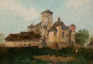 View of the WiSnicz Castle from the Chapel's Side by Stanislaw Fabijanski Oil Painting