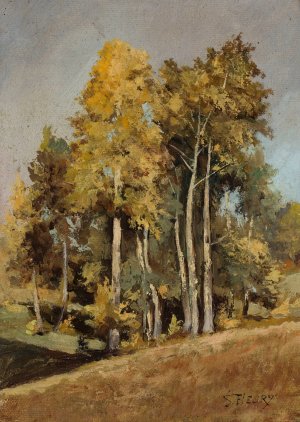 Study of trees by Stanislaw Filibert Fleury Oil Painting