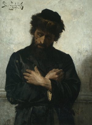 Praying Jew by Stanislaw Grocholski Oil Painting