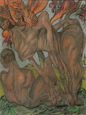 Composition - Temptation of Adam by Stanislaw Ignacy Witkiewicz Oil Painting