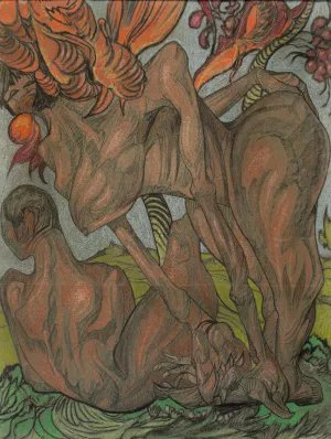 Composition - Temptation of Adam by Stanislaw Ignacy Witkiewicz Oil Painting