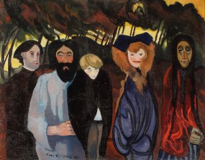 Composition with five figures by Stanislaw Ignacy Witkiewicz Oil Painting