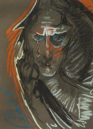 Portrait of Maria Kasprowiczowa, 'Weeping knight' by Stanislaw Ignacy Witkiewicz Oil Painting
