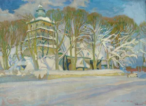 Church in Poronin by Stanislaw Kamocki Oil Painting