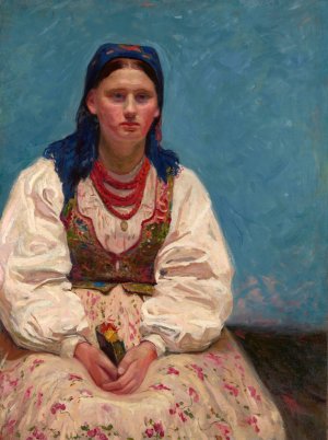 Portrait of Jadwiga Mikolajczykina by Stanislaw Kamocki Oil Painting