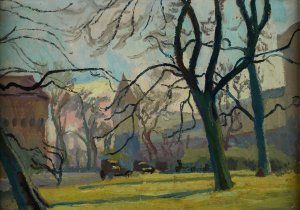 Theme from the Planty Park in Krakow by Stanislaw Kamocki Oil Painting