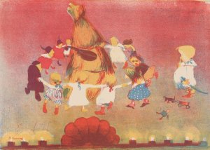 Dance around the straw covering in Stanislaw Wyspianski's Wesele by Stanislaw Kuczborski Oil Painting