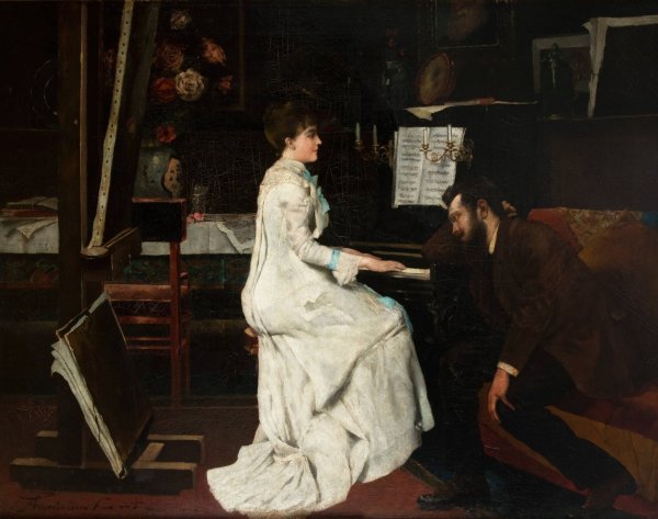 At the Piano  by Stanislaw Lentz - Hand-Painted Oil Painting Reproduction