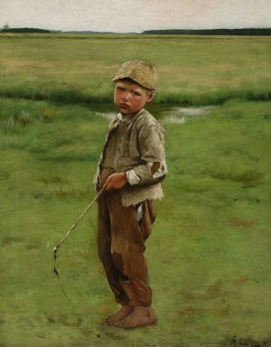 Shepherd boy by Stanislaw Lentz Oil Painting