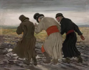 Drunken peasants by Stanislaw Maslowski Oil Painting