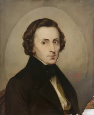 Portrait of Fryderyk Chopin by Stanislaw Stattler Oil Painting