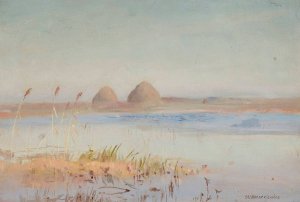 Landscape study - Day in autumn by Stanislaw Straszkiewicz Oil Painting