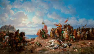 Death of Wladyslaw Jagiellon near Varna by Stanislaw Von Chlebowski Oil Painting