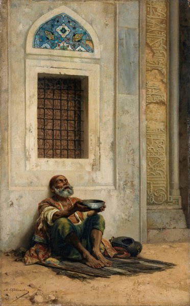 Main Product Photo of Mendicant At The Mosque Door Painting by Stanislaw Von Chlebowski