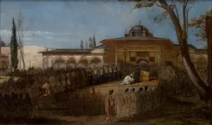 Scene with the Sultan by Stanislaw Von Chlebowski Oil Painting
