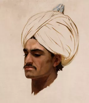Study of an Arab's Head by Stanislaw Von Chlebowski Oil Painting