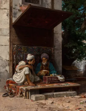 Un ecrivain public a Constantinople by Stanislaw Von Chlebowski Oil Painting