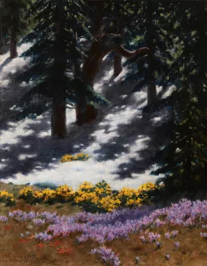 Crocuses and Marsh-Marigolds by Stanislaw Witkiewicz Crocuses and Marsh-Marigolds Oil painting by Stanislaw Witkiewicz