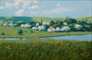 Spring Landscape with a Pond Oil painting by Stanislaw Witkiewicz
