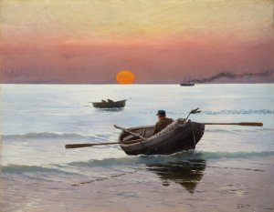 Sunset on the Sea by Stanislaw Witkiewicz Oil Painting