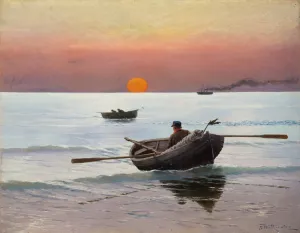 Sunset on the Sea Oil painting by Stanislaw Witkiewicz