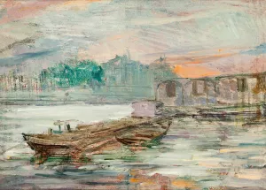 Barges on the Seine by Stanislaw Wyspianski Oil Painting
