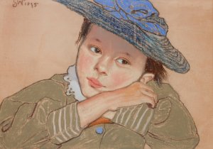 Girl in a Blue Hat by Stanislaw Wyspianski Oil Painting