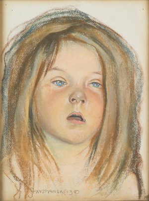 Head of Helenka by Stanislaw Wyspianski Oil Painting