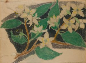 Kwiaty Sliwy. Projekt do dekoracji malarskiej by Stanislaw Wyspianski Oil Painting